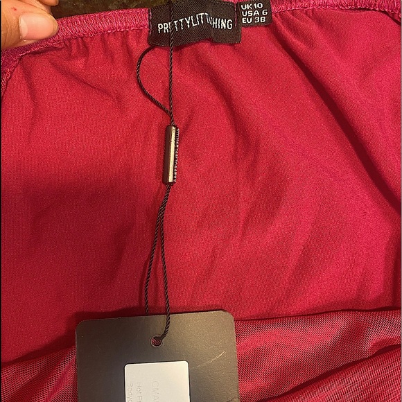 Hot Pink Mesh Square Neck Ruched Body-con Dress - Picture 5 of 6